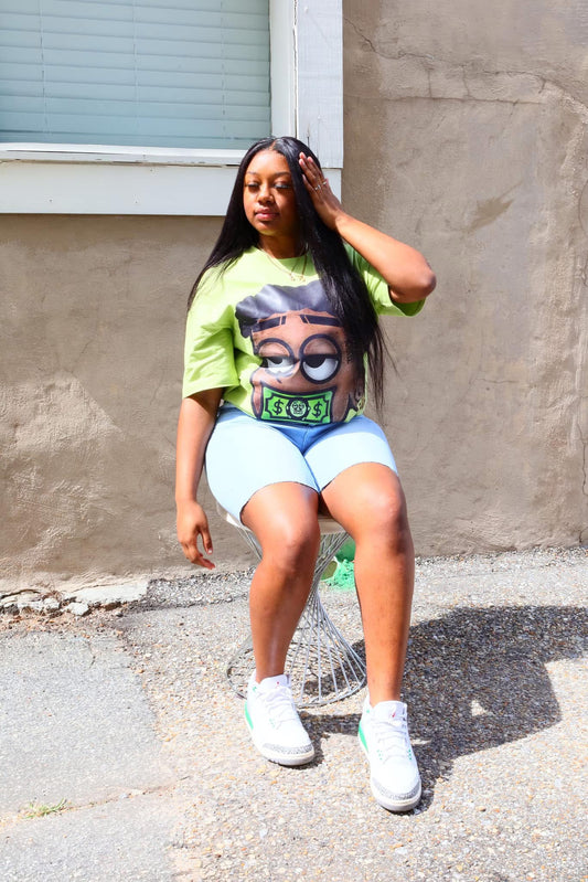 Light Green FHM “Money Talks” Oversized Tee